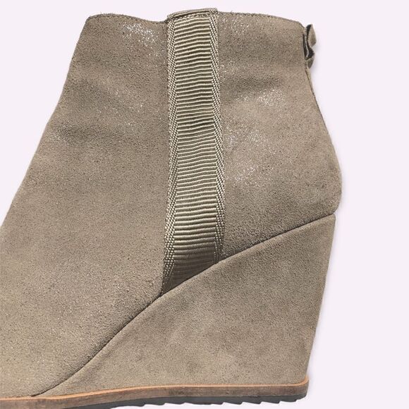 Linea Paolo Winslet Wedge Suede Tan Shimmer Bootie NEW Size 8.5M - Picture 5 of 9